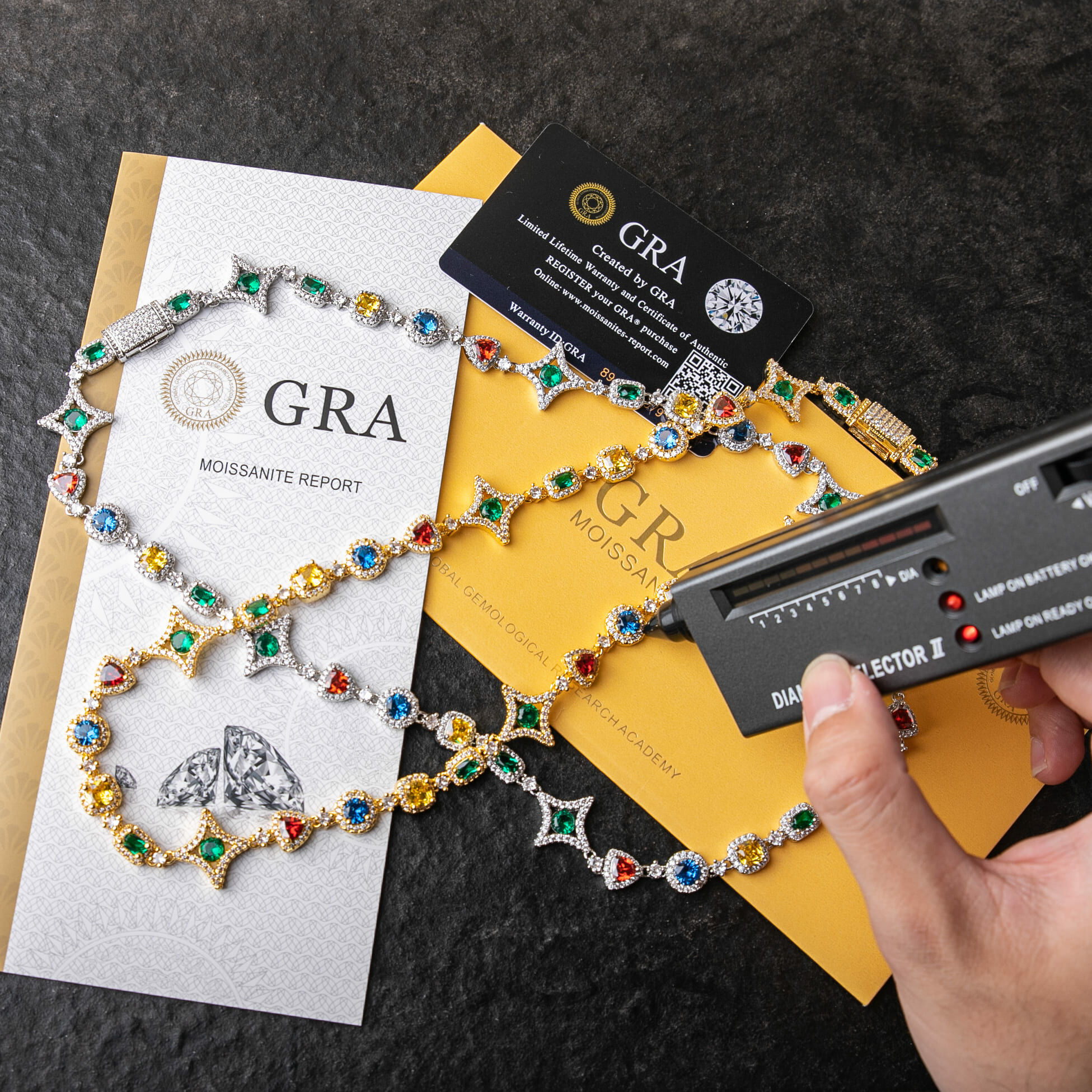 925純銀莫桑石10mm彩色中央寶石火花項鍊