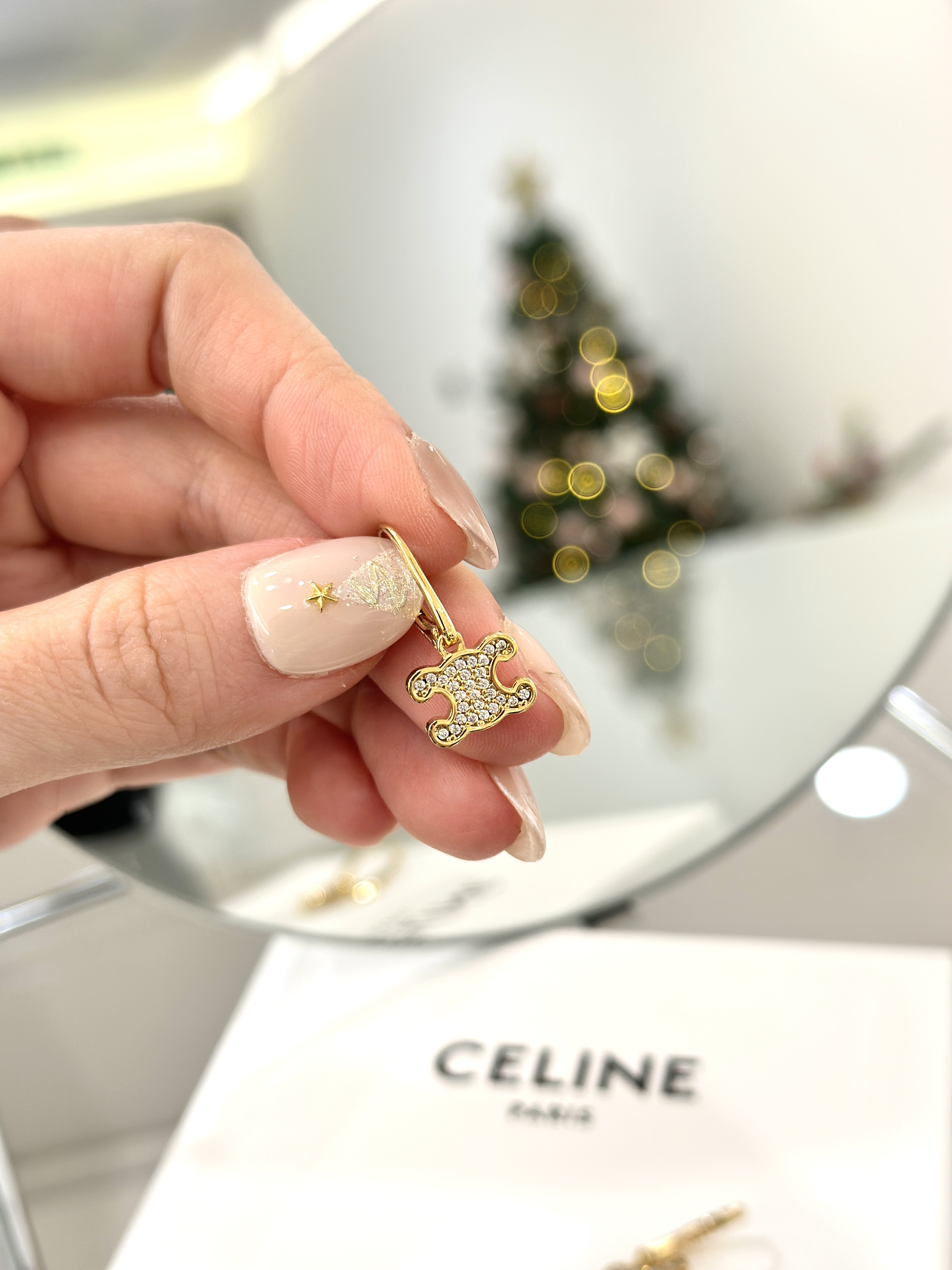 CELINE Triomphe Rhinestone Earrings