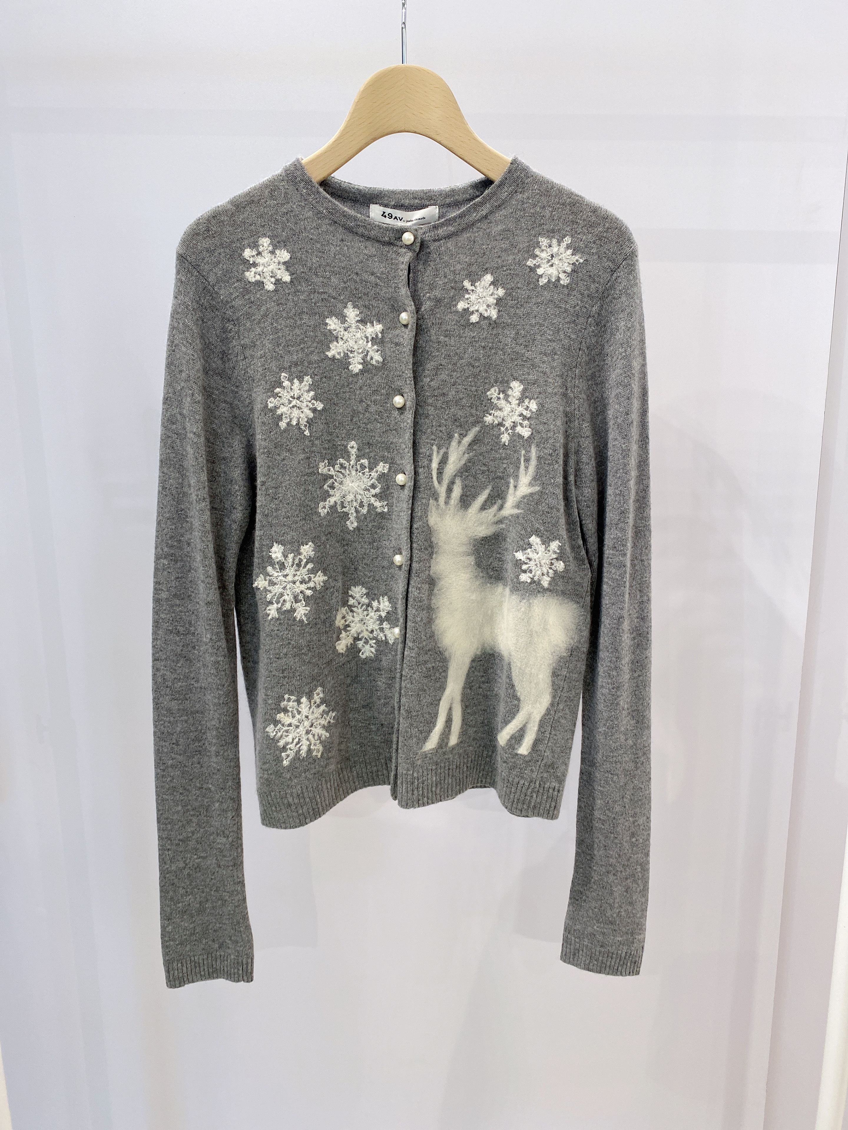 麋鹿雪花珍珠釦毛料外套