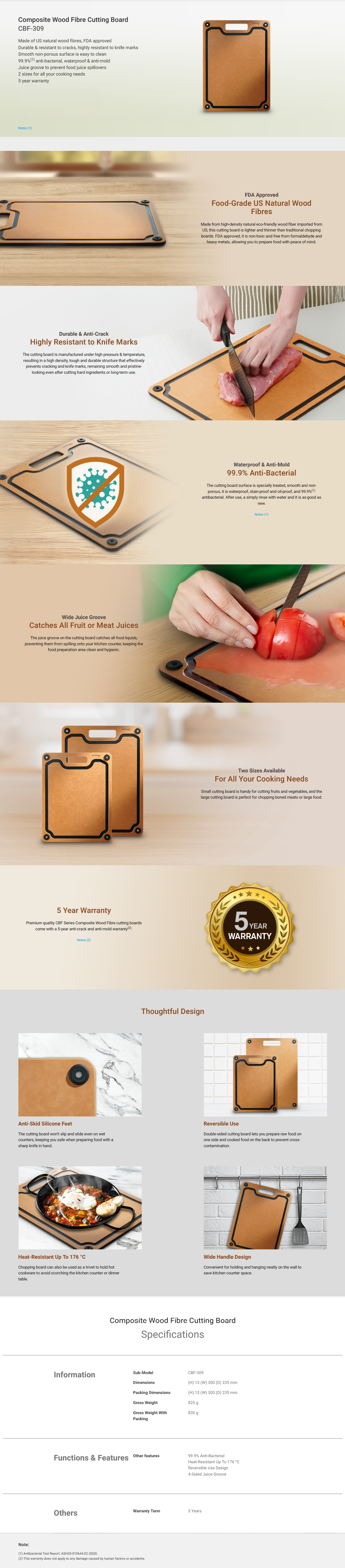 Composite Wood Fibre Cutting Board