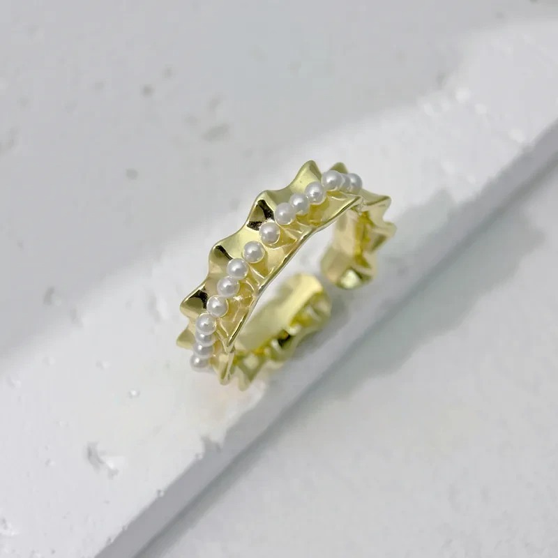 珍珠髮帶款戒指