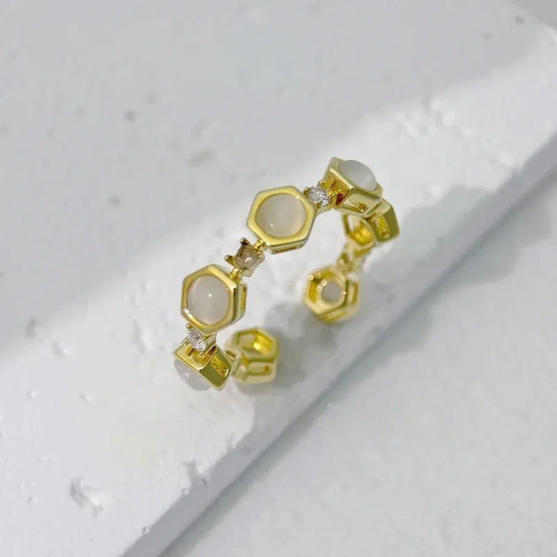 六角形貓眼戒指