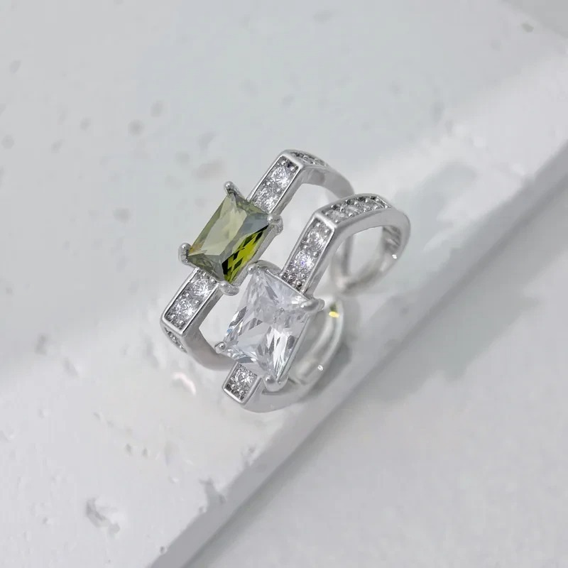 雙圈雙方鑽戒指