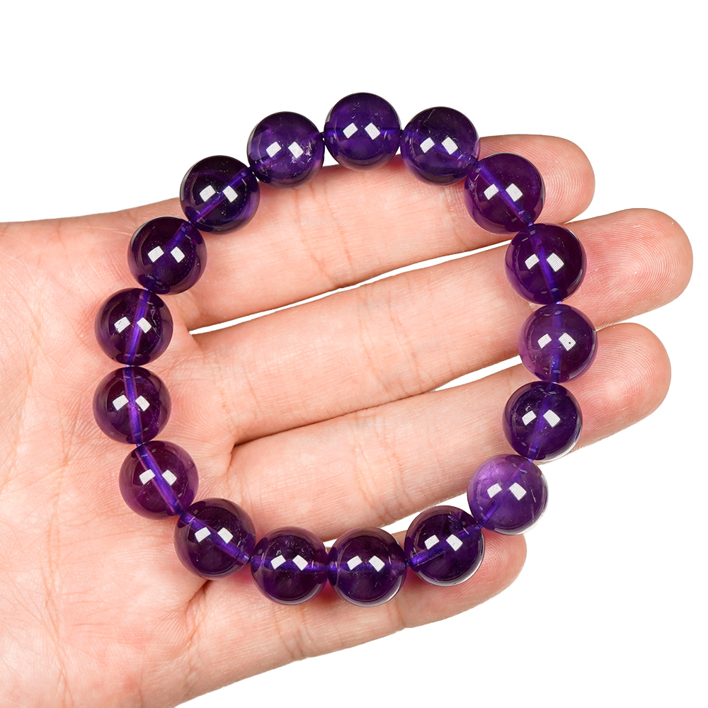 紫水晶高品冰質濃紫12.4-12.8mm 南非紫水晶手珠｜日本彈力繩