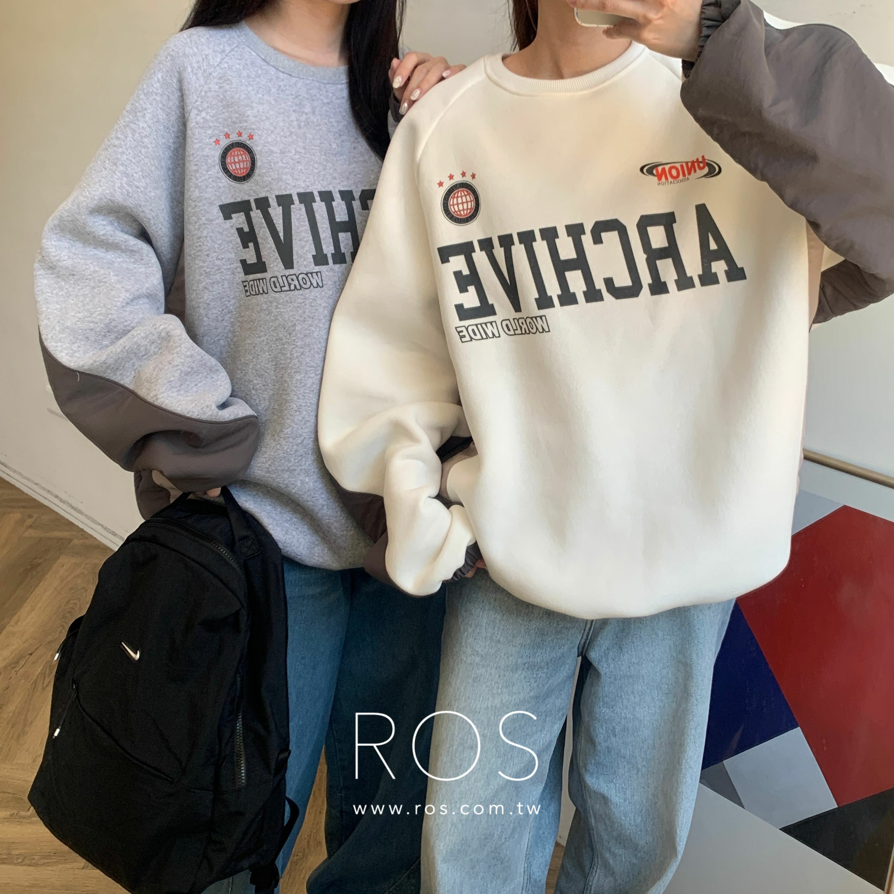 ARCHIVE拼接縮口大學T(3colors)