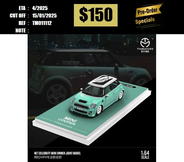 PO-$150 * TIME MICRO * 1:64 MINI COOPER R56 LIGHT GREEN [OD11/01]