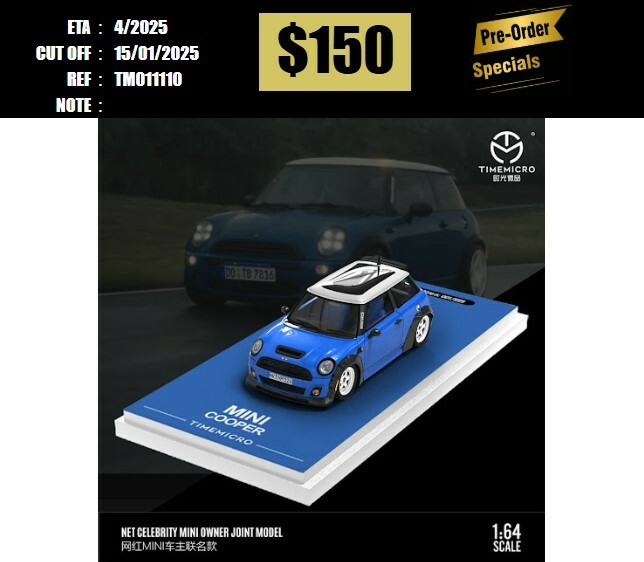 PO-$150 * TIME MICRO * 1:64 MINI COOPER R56 DARK BLUE [OD11/01]