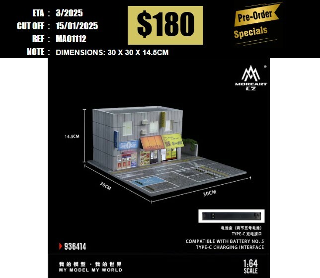PO-$180 * MOREART * 1:64 DIORAMA - JAPANESE STREET SIDE SHOPS [OD11/01]