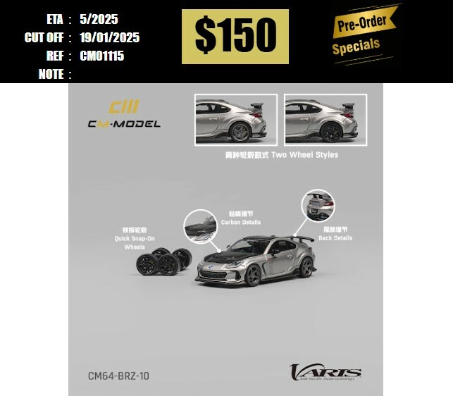 PO-$150 * CM MODEL * 1:64 SUBARU BRZ ARISING-1 METALLIC GRAY [OD11/01]