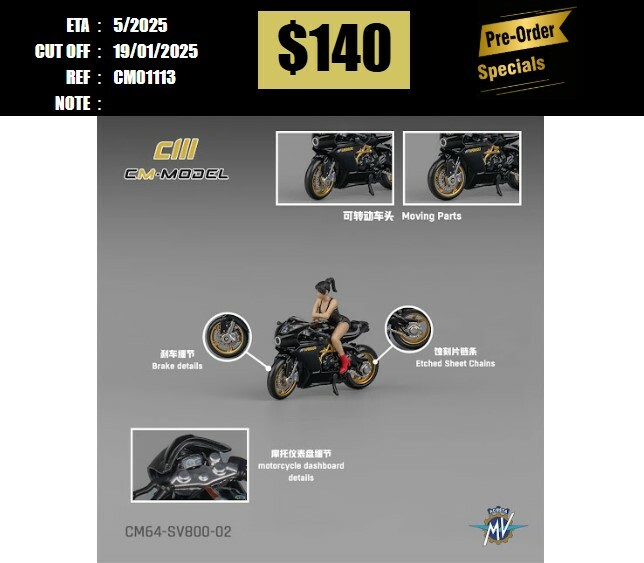 PO-$140 * CM MODEL * 1:64 MV AGUSTA SV800 BLACK [OD11/01]