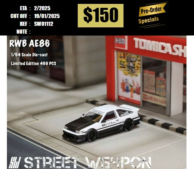 PO-$150 * STREET WEAPON * 1:64 TOYOTA LEVIN AE86 RWB FUJIWARA [OD11/01]