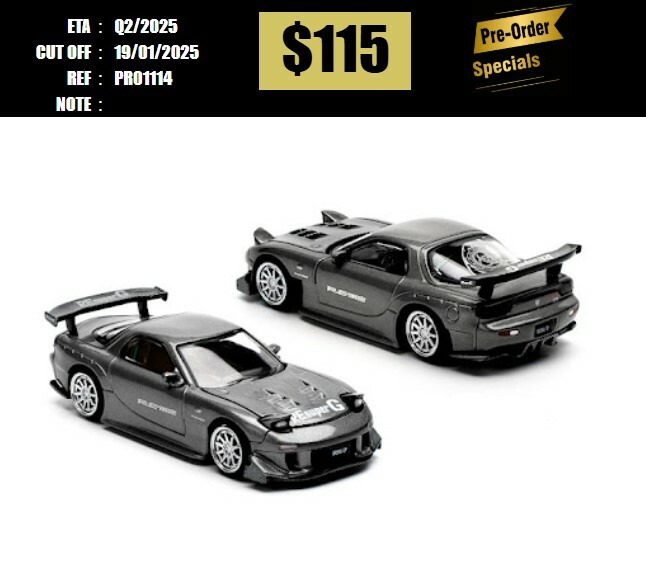 PO-$115 * POP RACE * 1:64 MAZDA RX7 RE-AMEMIYA - GUN METAL [OD11/01]