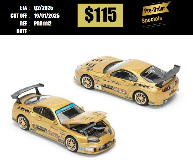 PO-$115 * POP RACE * 1:64 TOP SECRET GT300 SUPRA - GOLD (NEW TOOLING) [OD11/01]
