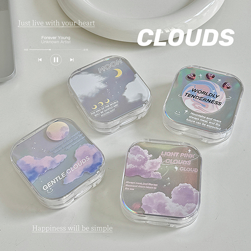 Holographic Cloud Dream Transparent Contact Lens Case