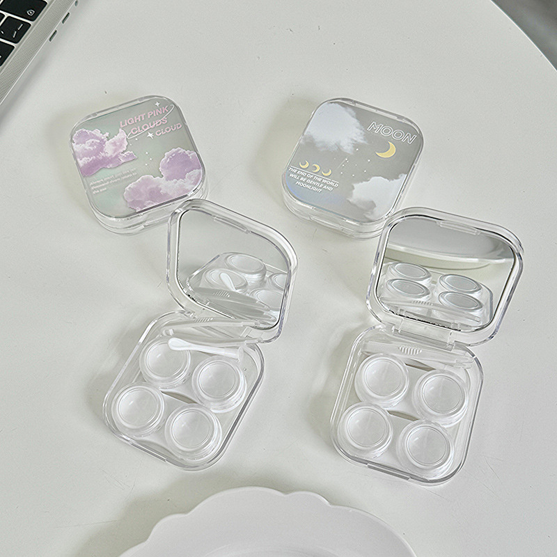 Holographic Cloud Dream Transparent Contact Lens Case