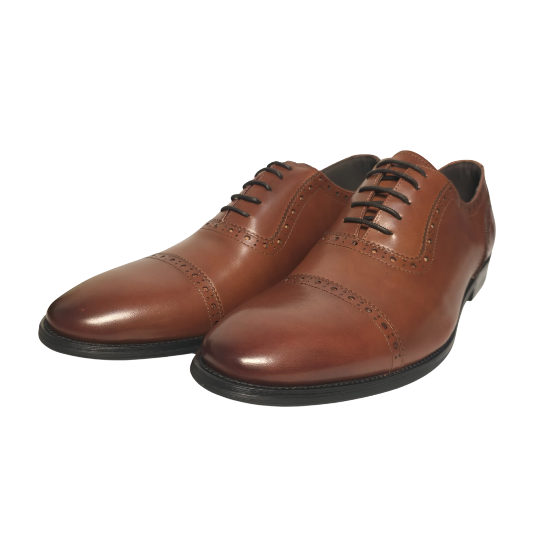 Revic 男裝皮鞋 | OF-41T｜棕色橫飾牛津皮鞋