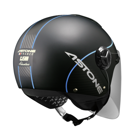 ASTONE CJ500 平光黑 LL10藍 彩繪 內墨片 3/4罩式帽款