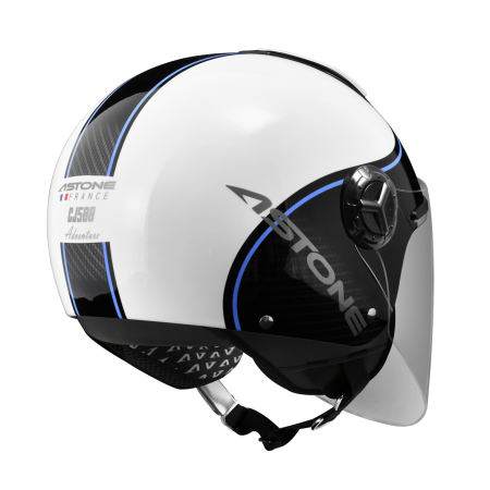 ASTONE CJ500 白 LL10藍 彩繪 內墨片 3/4罩式帽款