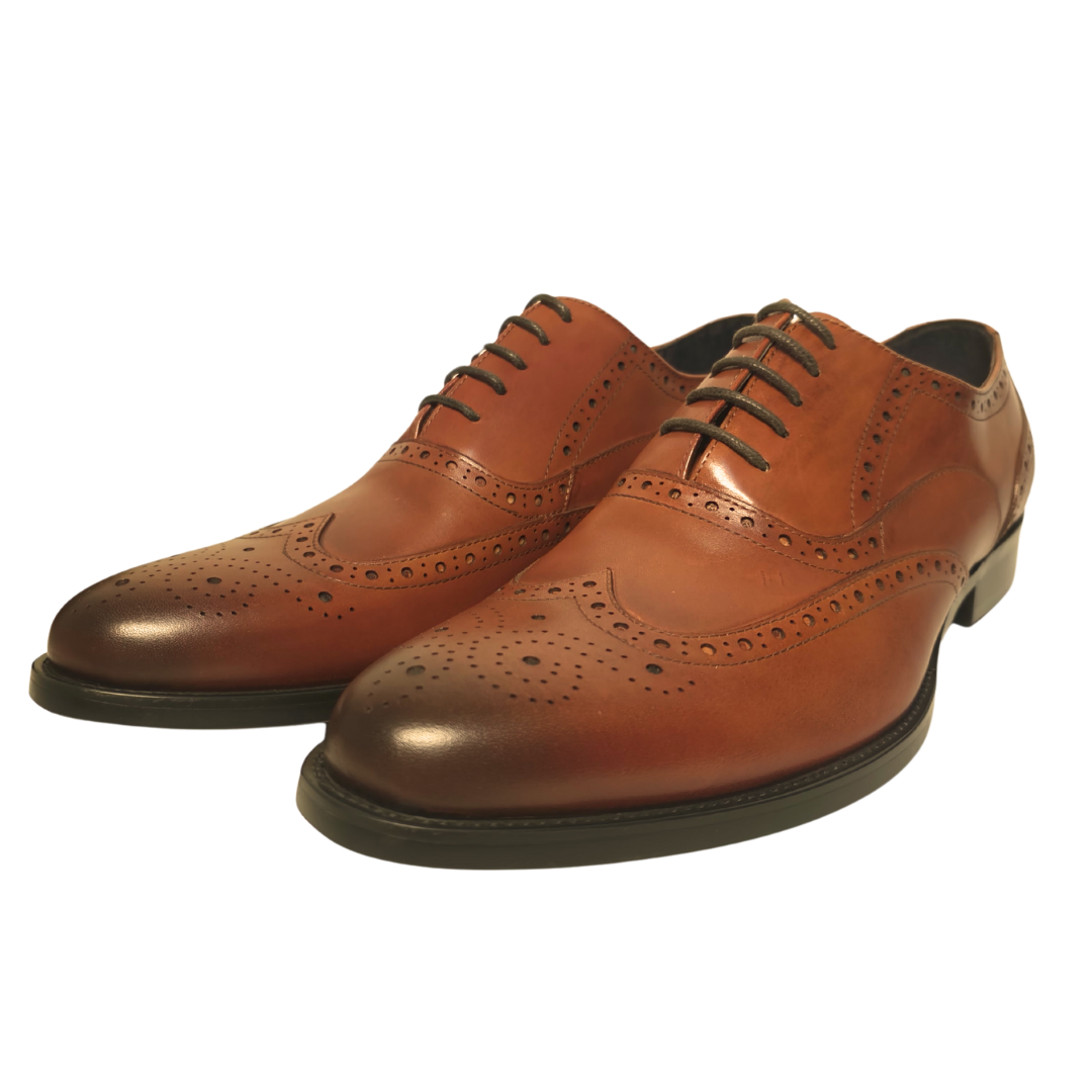 Revic 男裝皮鞋 | OF-33 | 棕色翼紋雕花牛津皮鞋