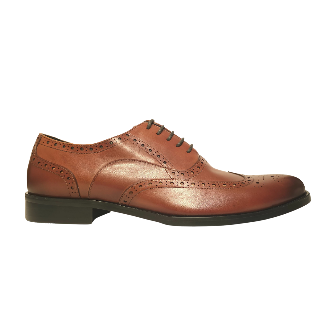 Revic 男裝皮鞋 | OF-33 | 棕色翼紋雕花牛津皮鞋