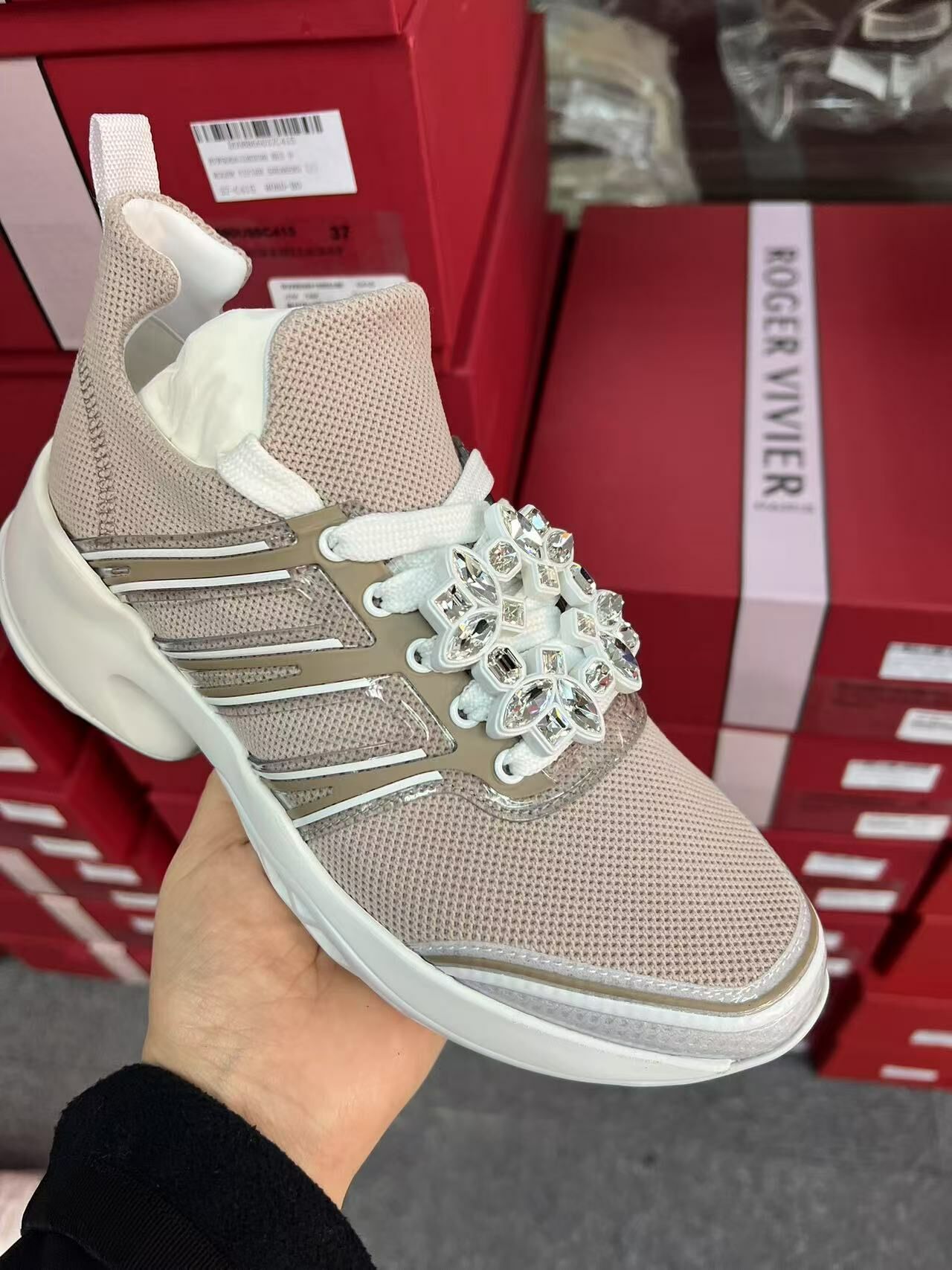 RV裸粉色方鑽波鞋-M