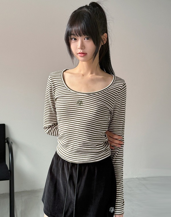 預訂｜MUAHMUAH STRIPE U NECK LONG SLEEVE T-SHIRT
