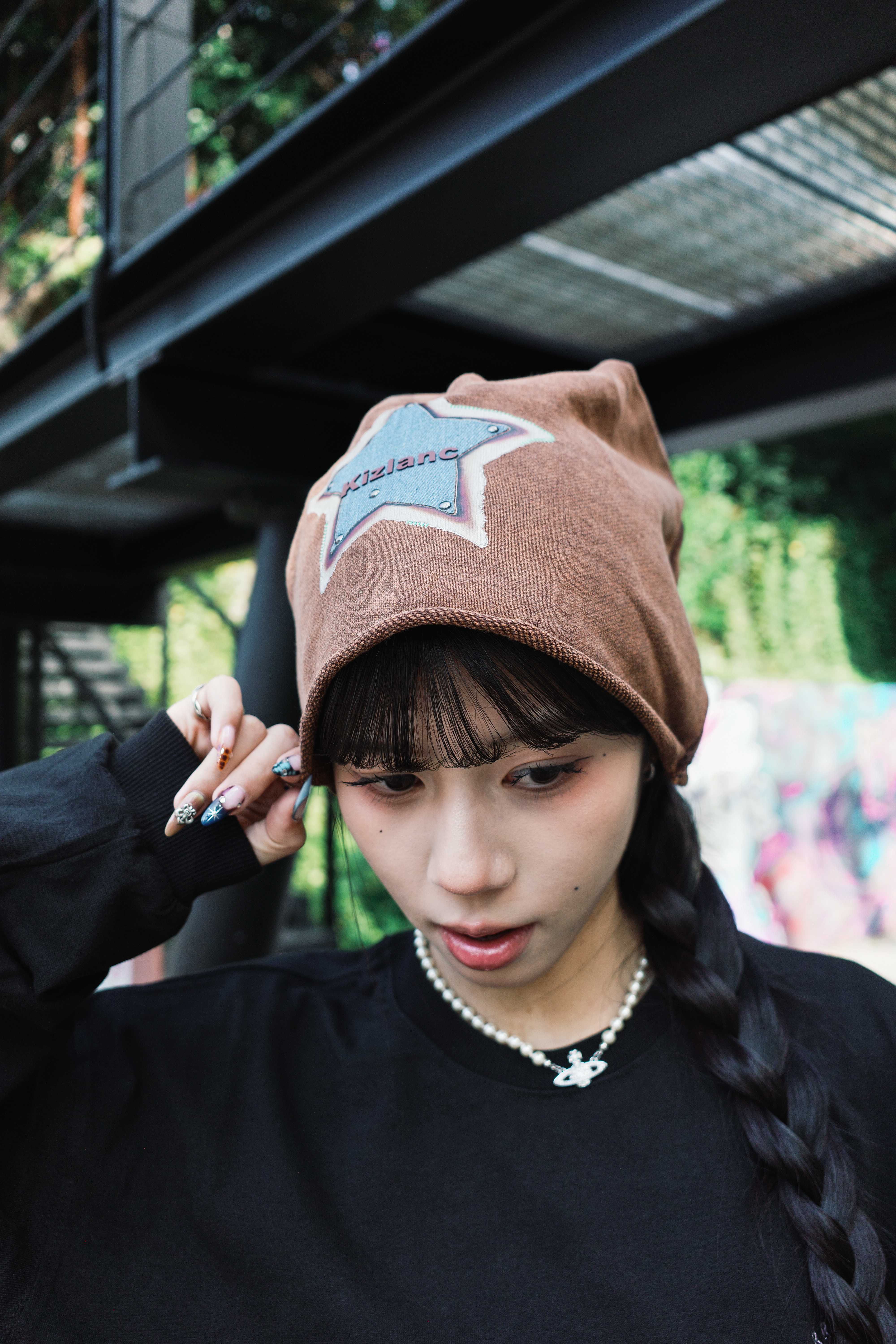 『Always_Good』復古 星星貼布 毛線 堆堆帽