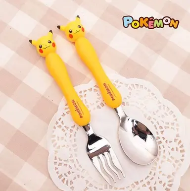 韓國製 Pokemon 比卡超 兒童餐具 (匙羹＋叉)
