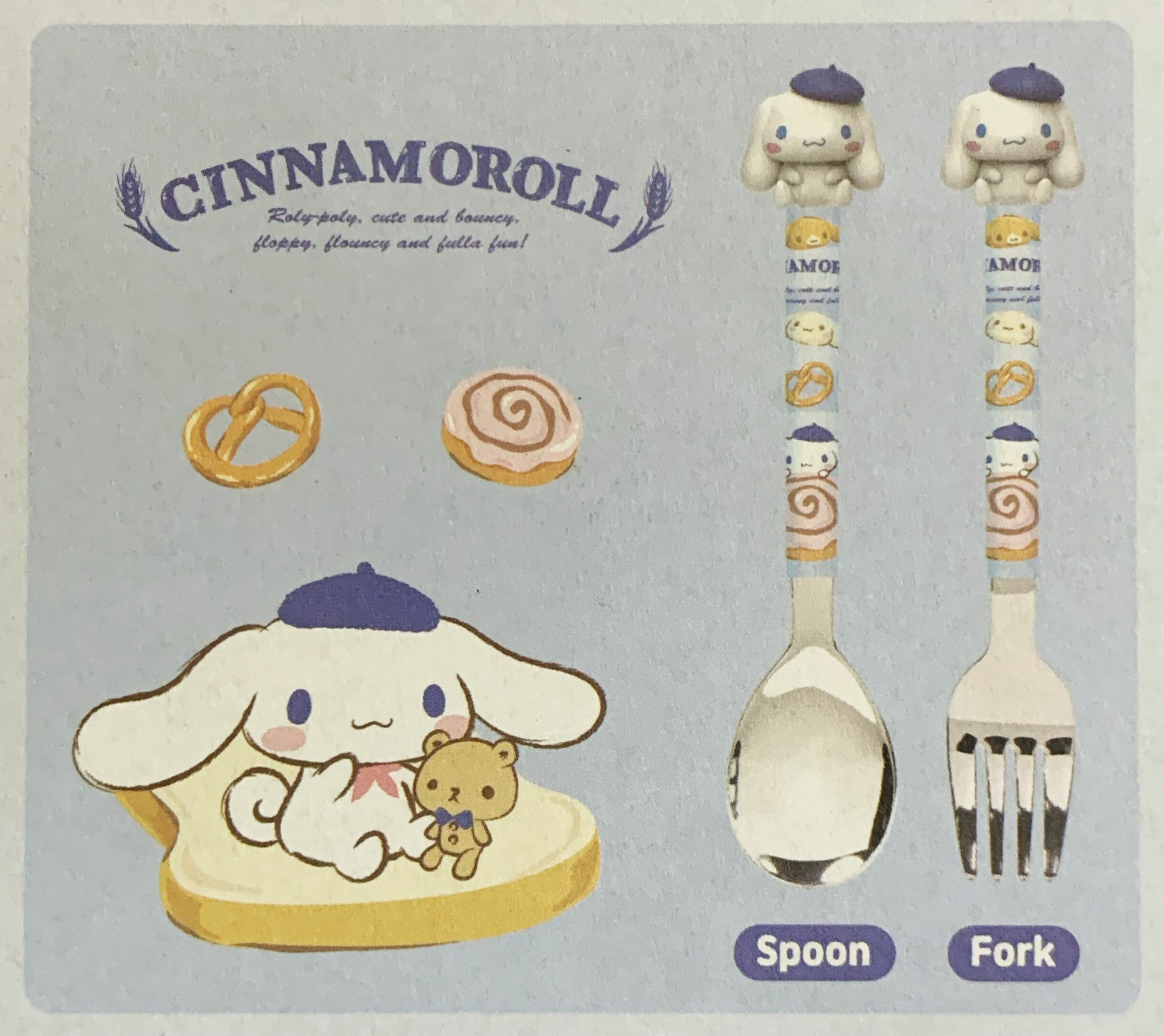韓國製 玉桂狗 Cinnamoroll 兒童餐具 匙羹＋叉