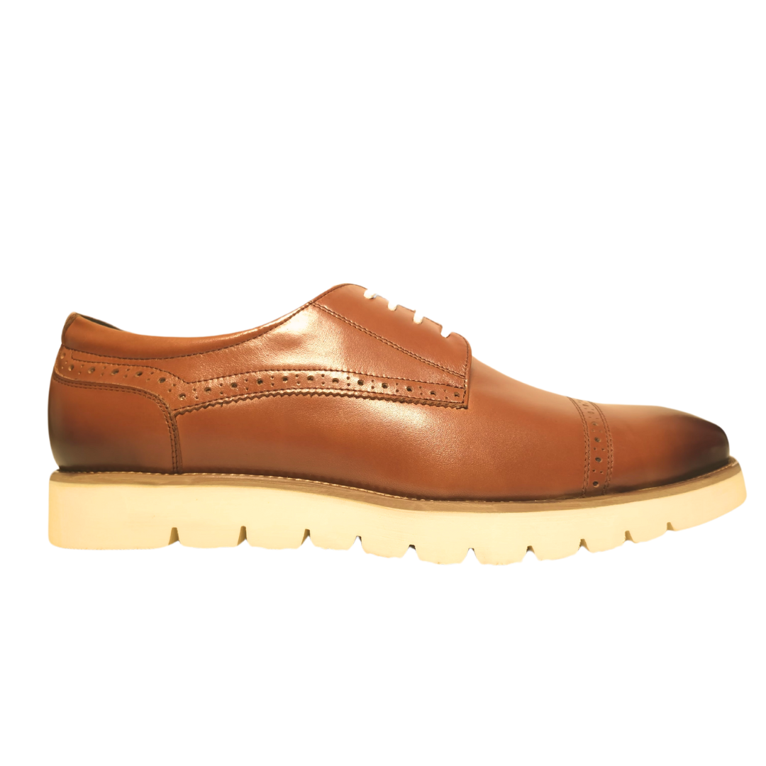 Revic 男裝皮鞋 | CH-11|  啡色橫式德比皮鞋