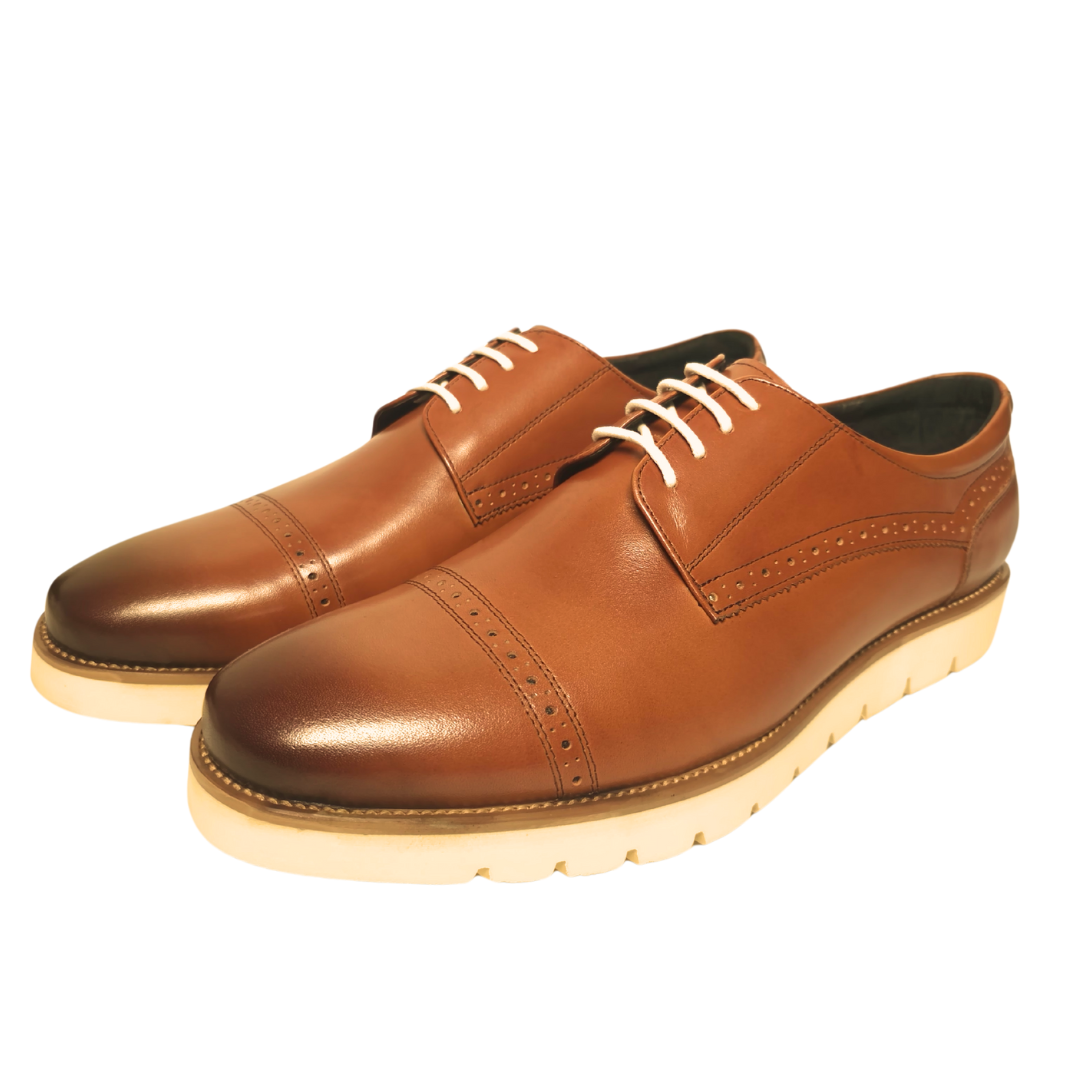 Revic 男裝皮鞋 | CH-11|  啡色橫式德比皮鞋