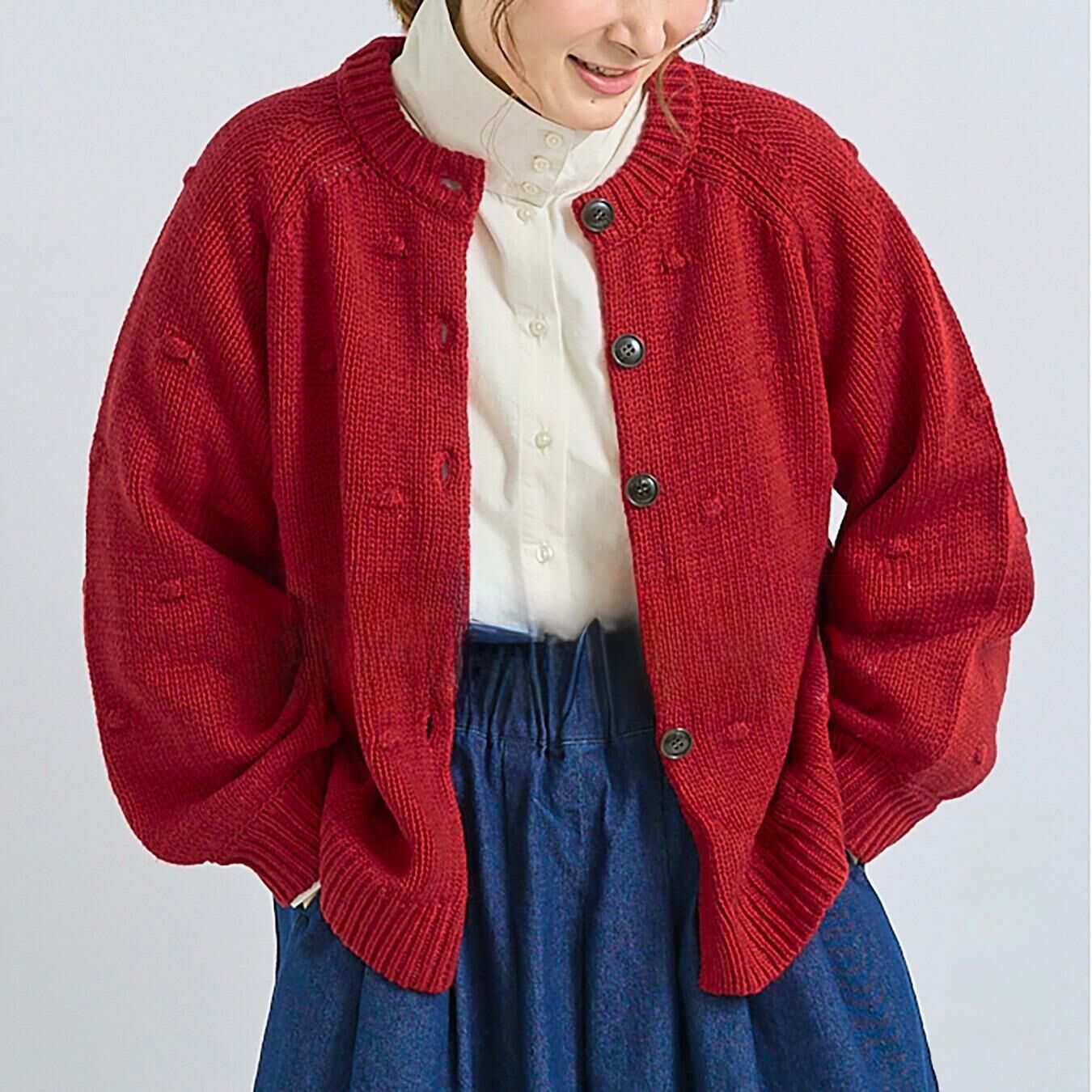 {Special Price} 立體圓點圖案插肩袖針織外套【日本直送】