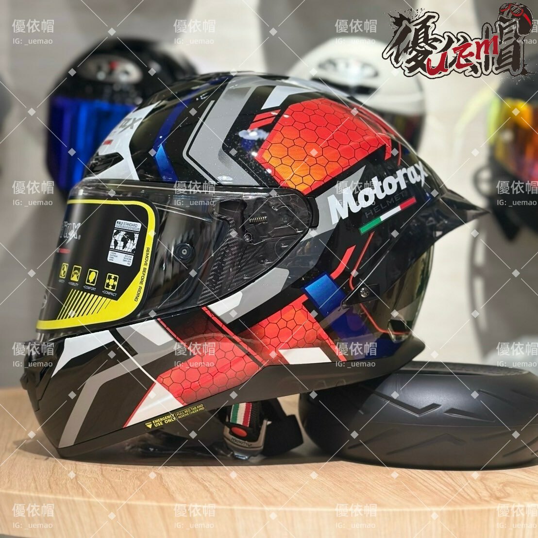 MOTORAX 摩雷士 R50S 多比亞 紅黑白MC1 x 多層膜鏡片