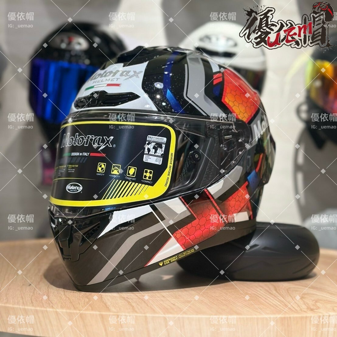 MOTORAX 摩雷士 R50S 多比亞 紅黑白MC1 x 多層膜鏡片