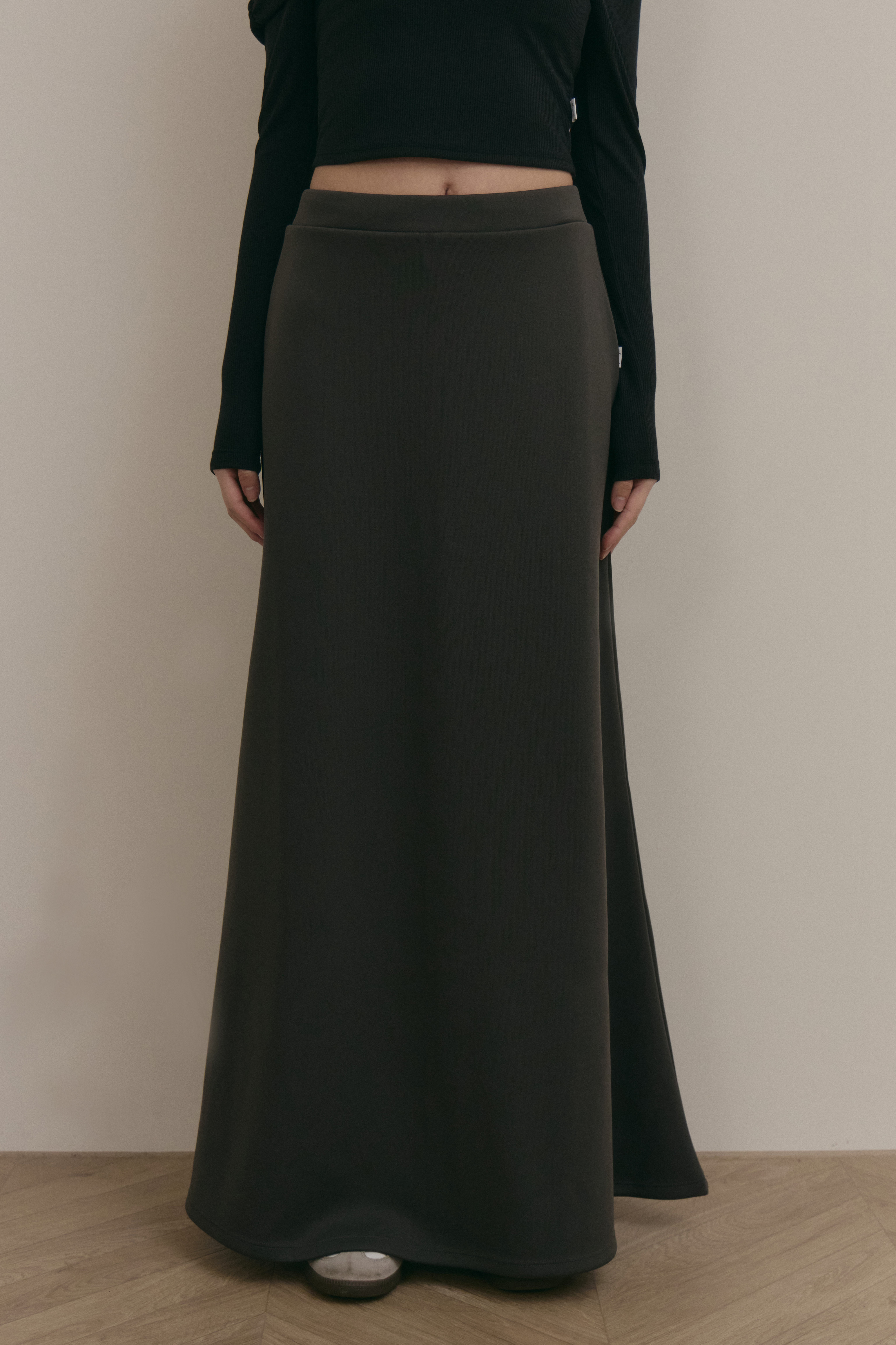 抽繩魚尾長裙- 深灰