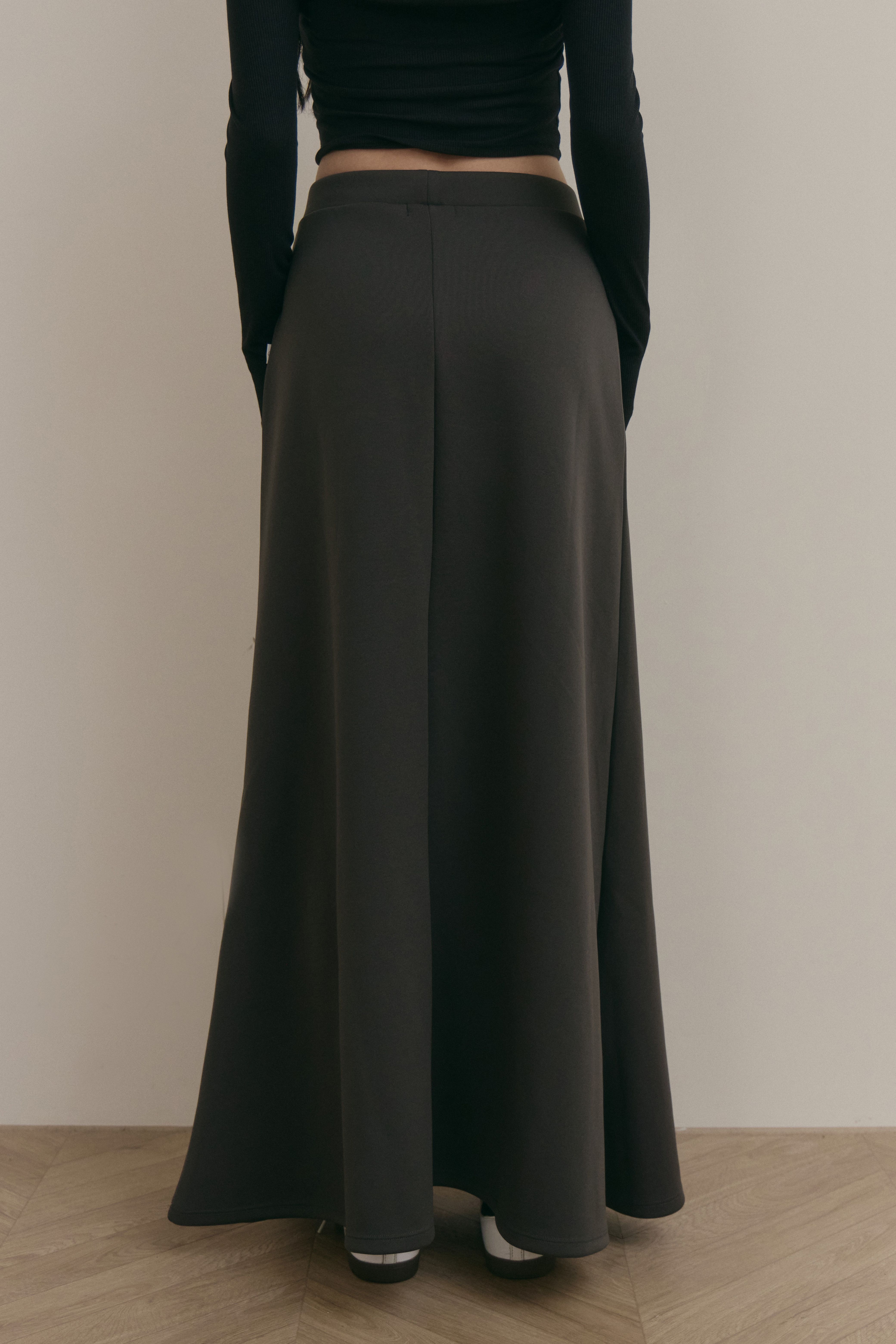 抽繩魚尾長裙- 深灰