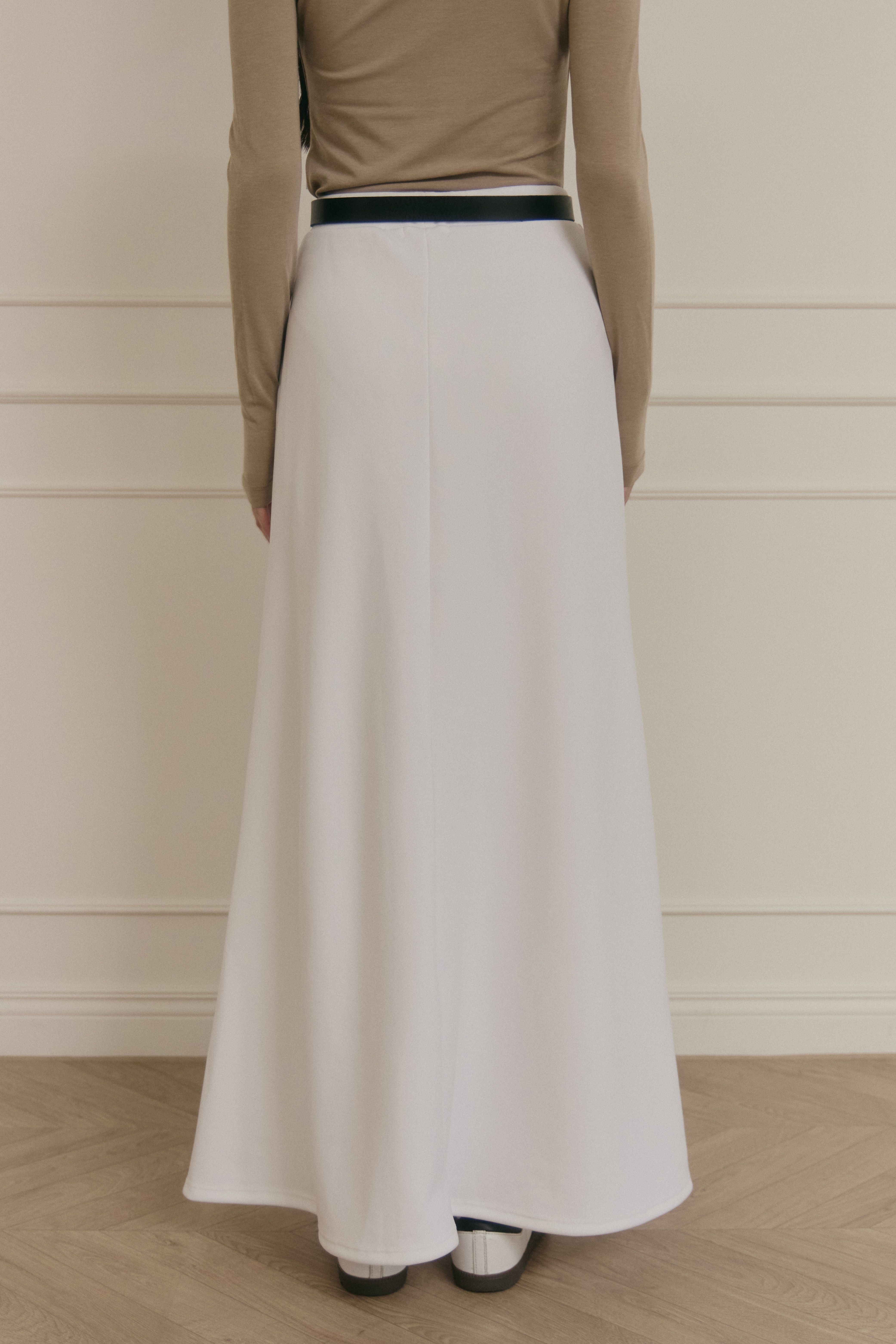 抽繩魚尾長裙- 白