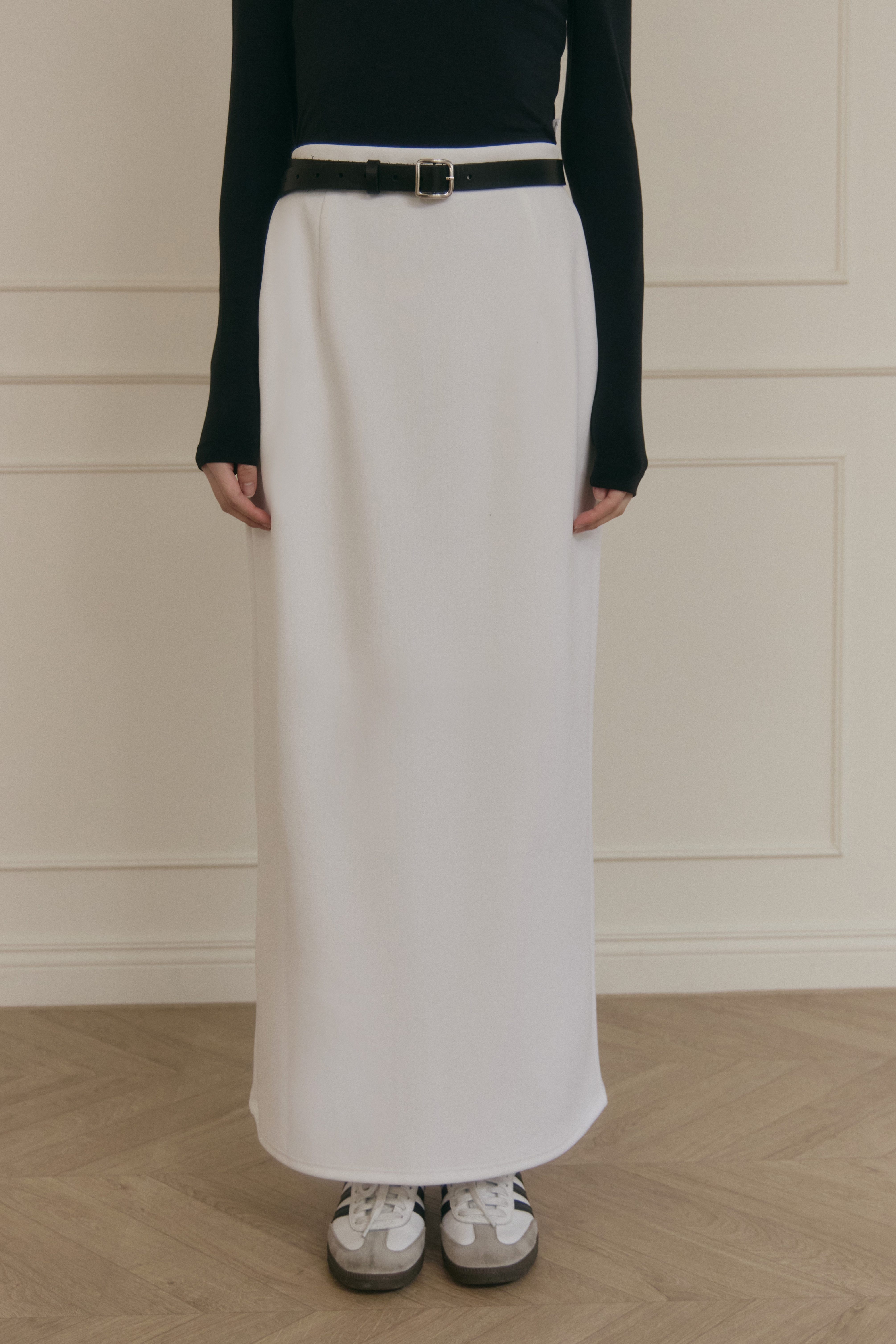 正反兩穿直筒裙- 白