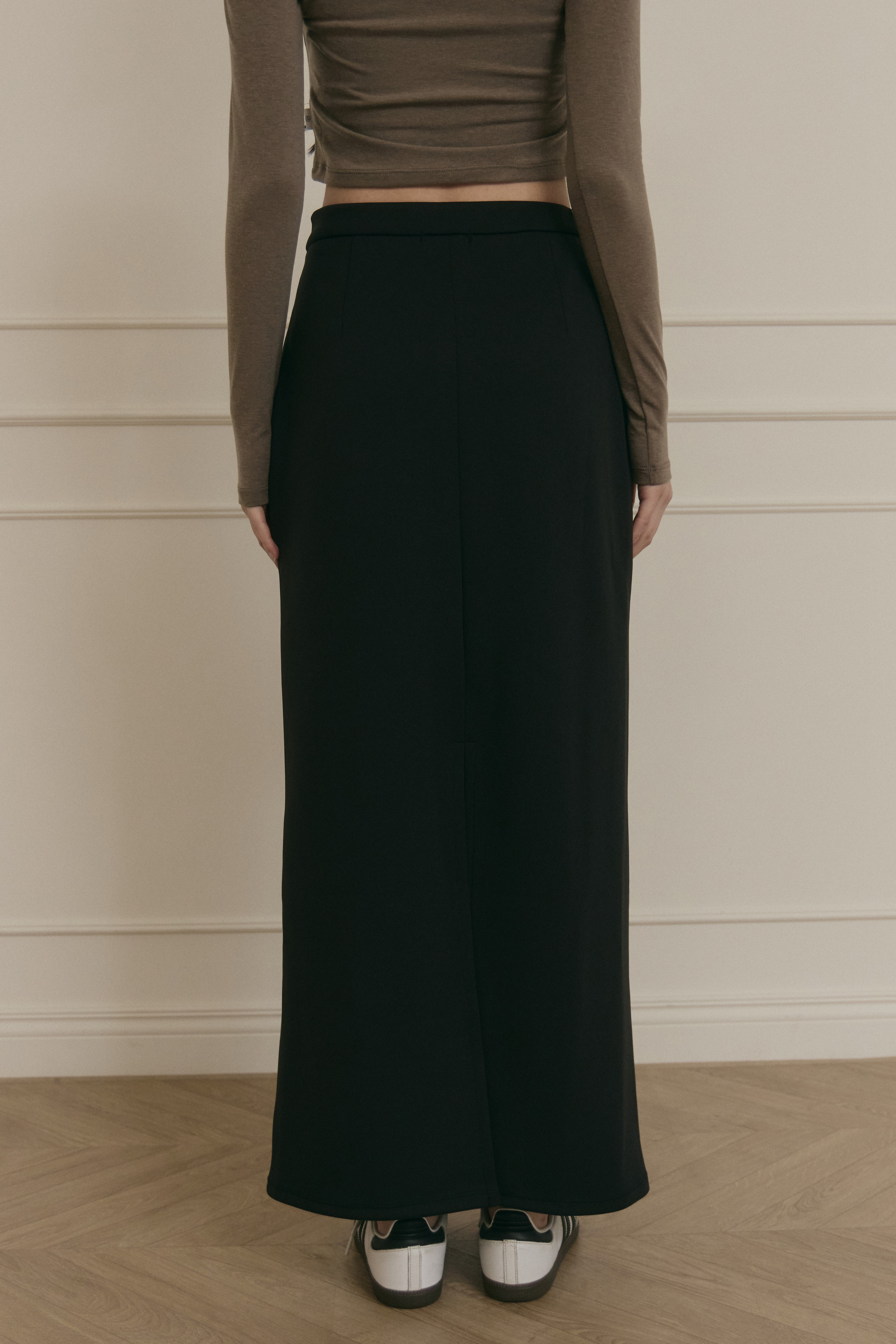 正反兩穿直筒裙- 黑