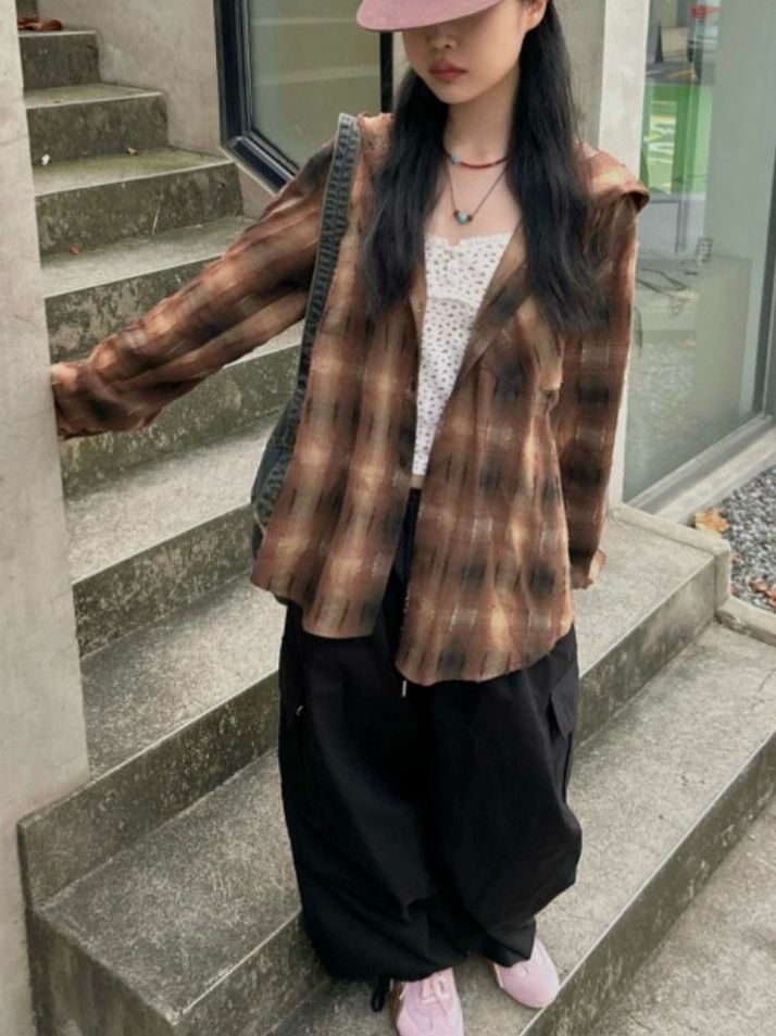 格紋連帽長袖恤衫 Million-013S