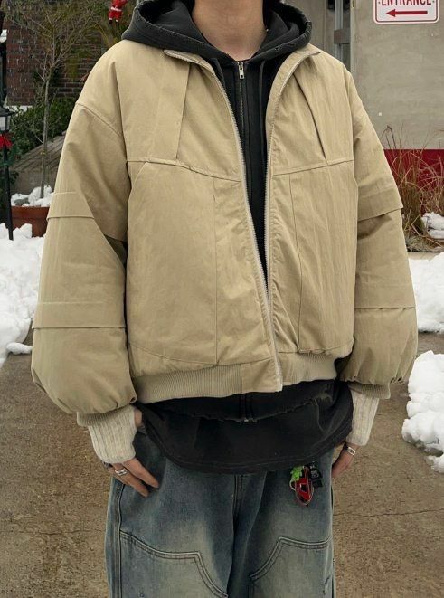 淨色拉鍊外套(夾棉) Hestory-052JK