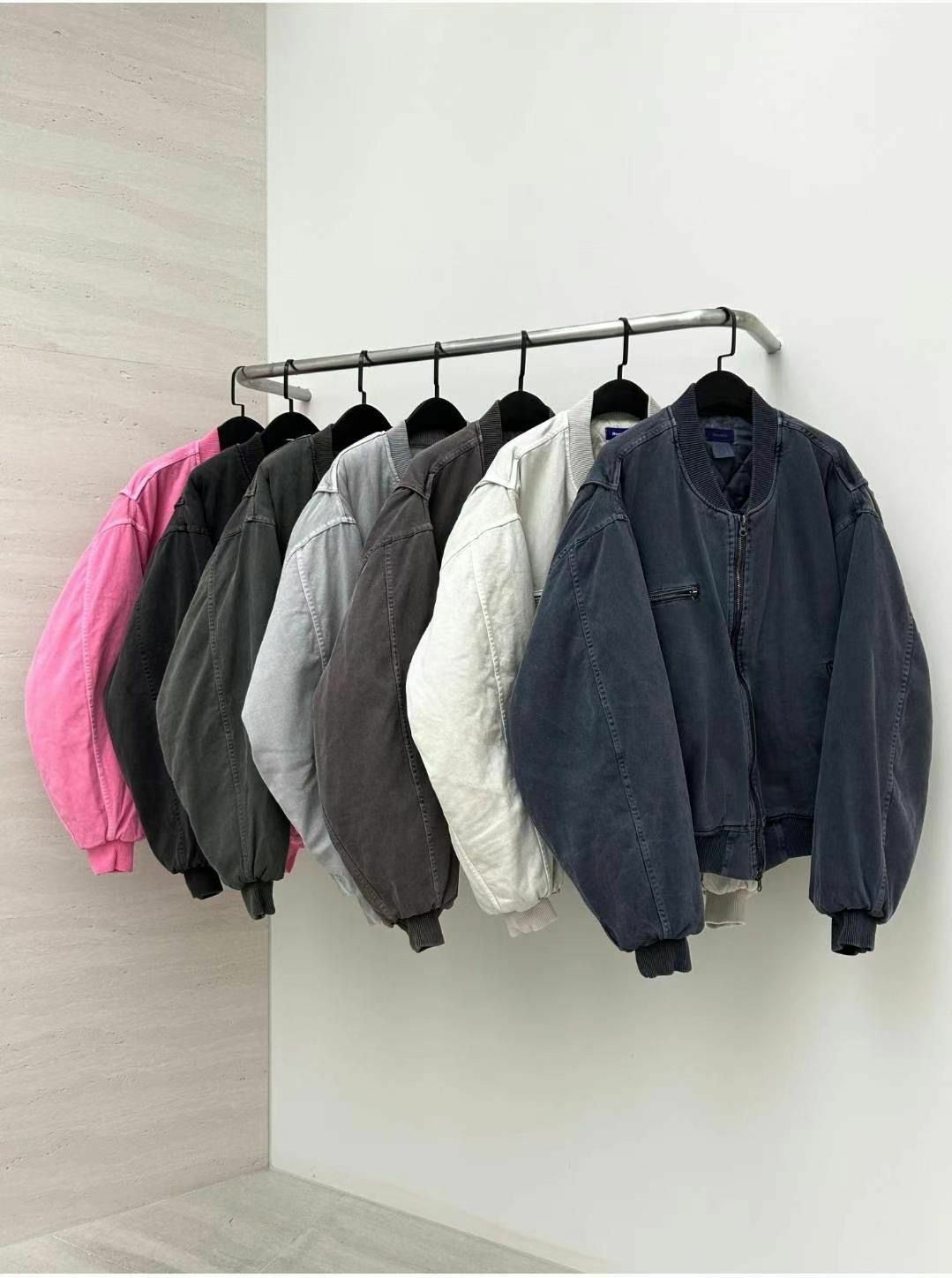 洗水淨色拉鍊外套(夾棉) Hestory-053JK