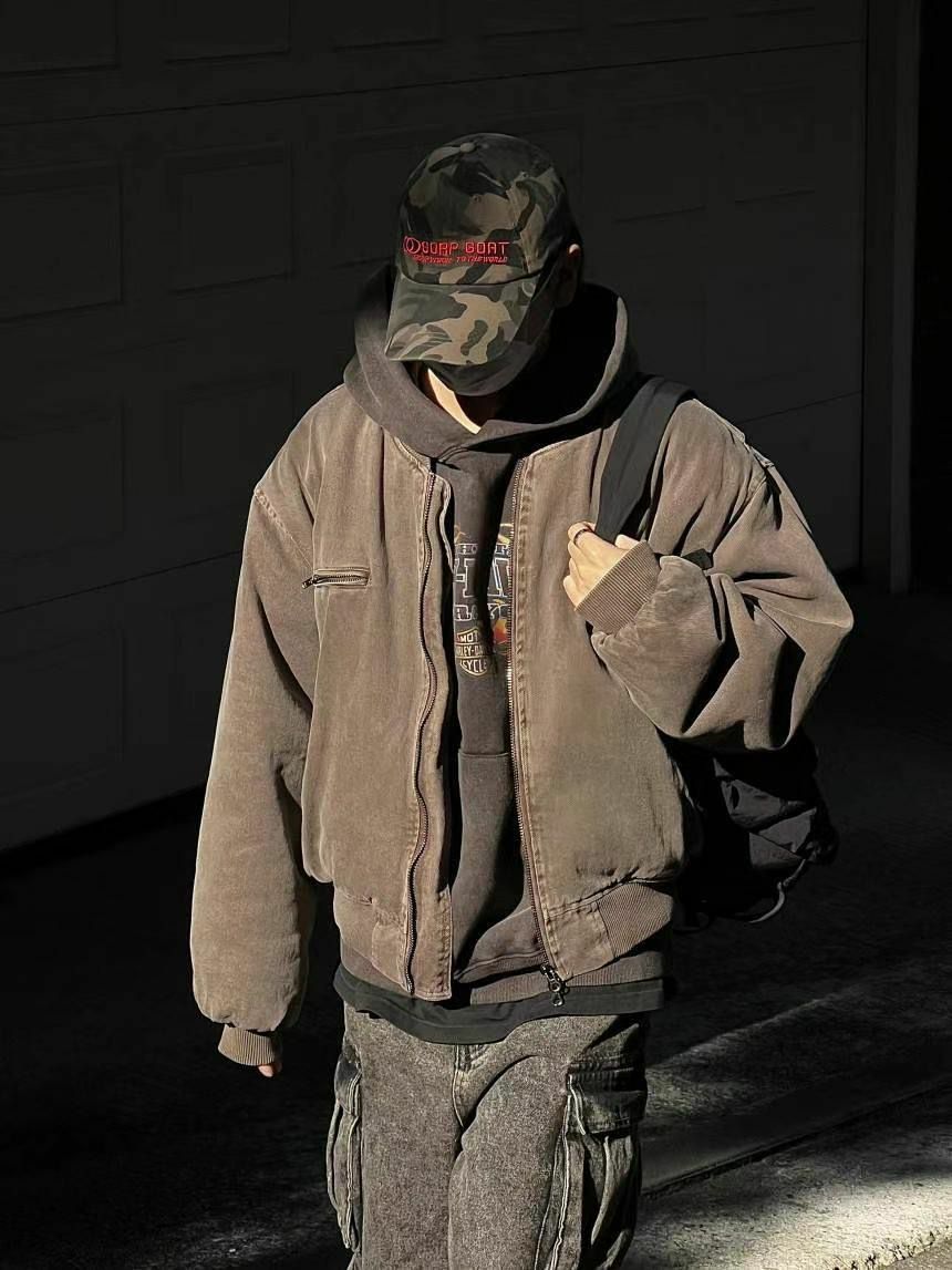 洗水淨色拉鍊外套(夾棉) Hestory-053JK