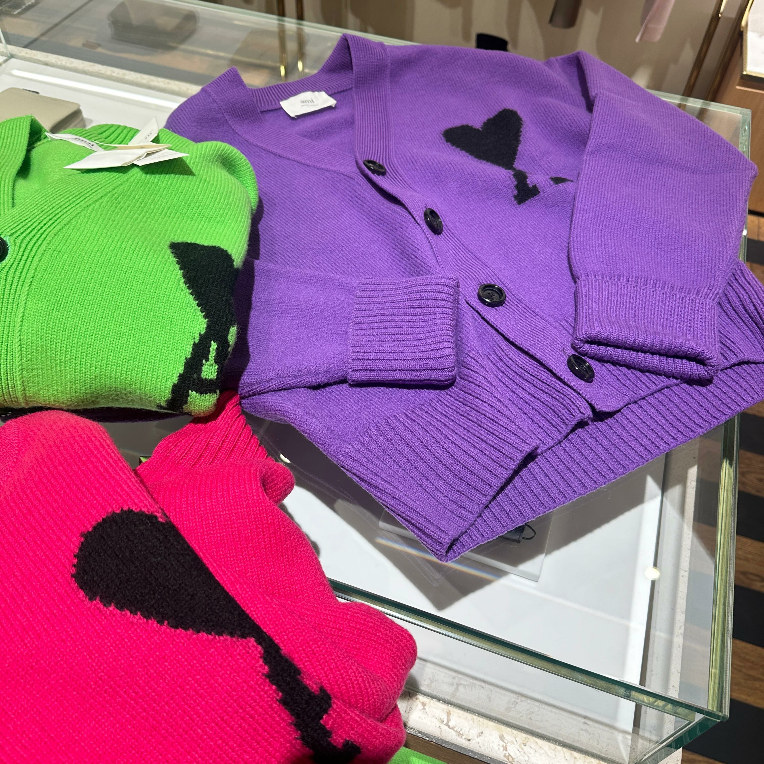 Ami Paris virgin wool thick cardigan