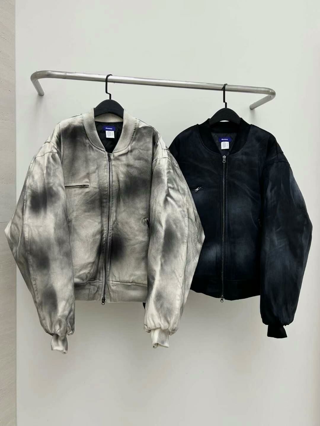 仿污拉鍊外套(夾棉) Hestory-055JK