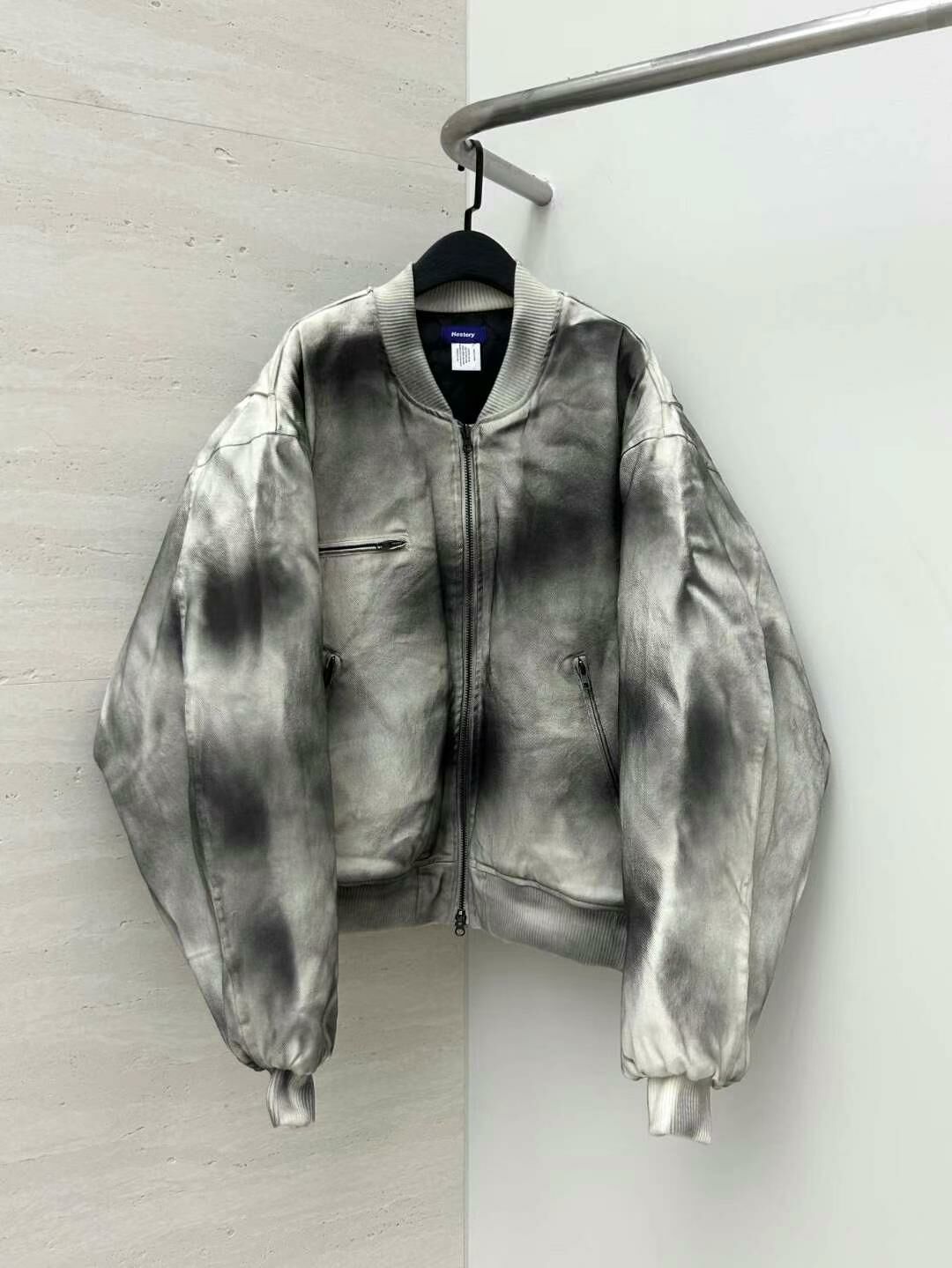 仿污拉鍊外套(夾棉) Hestory-055JK