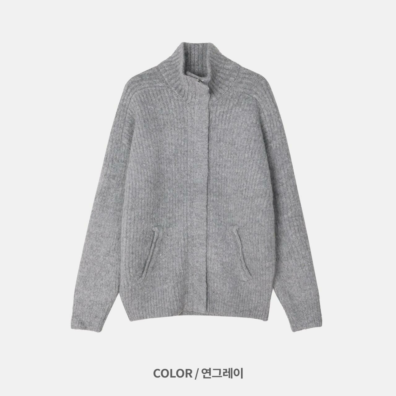 企領暗直紋拉鍊針織外套 ALLWAYS-030JK