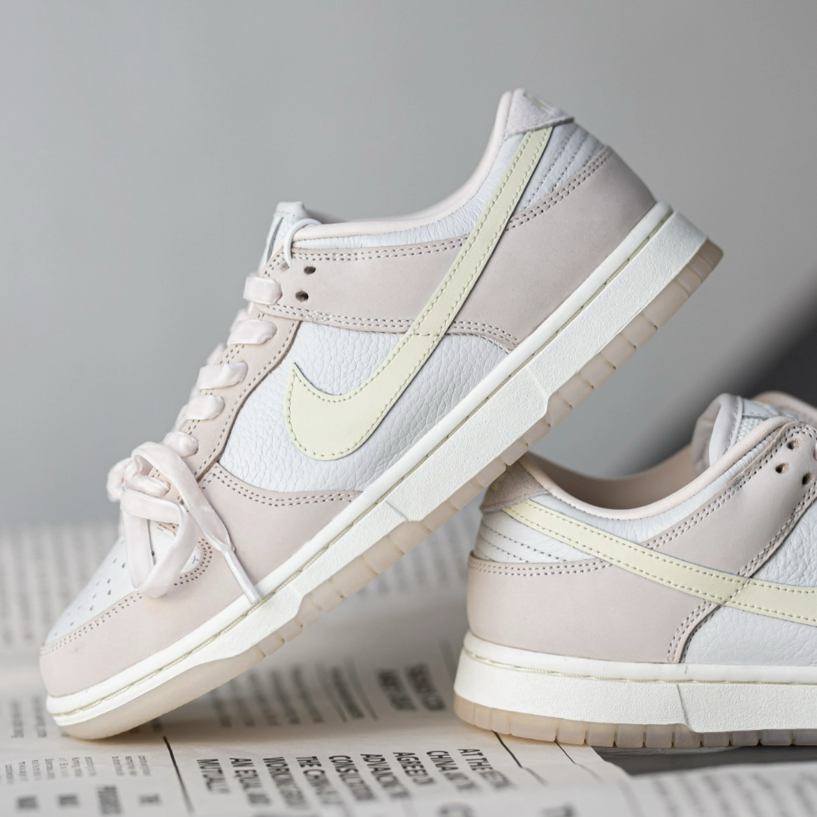 Nike Dunk Low Premium 淺粉奶油 鵝黃色 椰奶 柔粉 蝴蝶結 果凍底 低筒休閒鞋