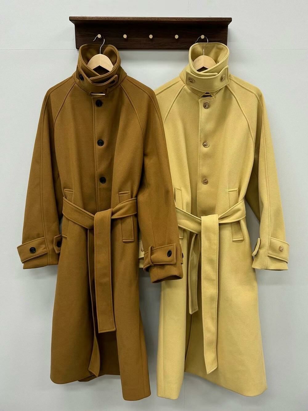 淨色企領連腰帶開胸長褸 GARMENTS-020JK