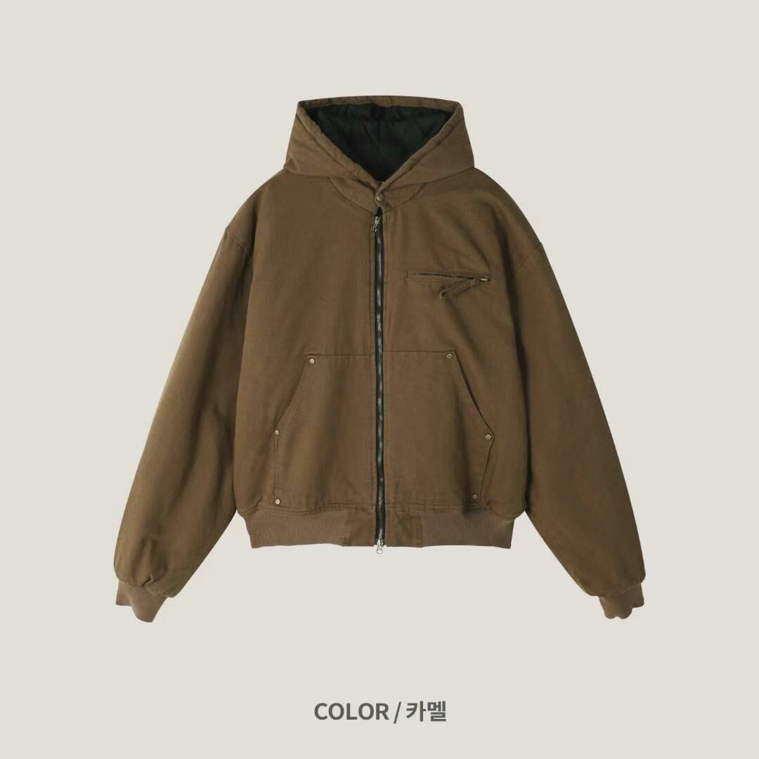 淨色連帽拉鍊外套(夾棉) RAYGUN-023JK